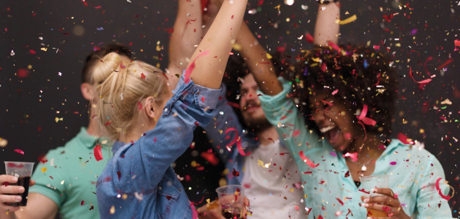 confetti party multiethnic group of people